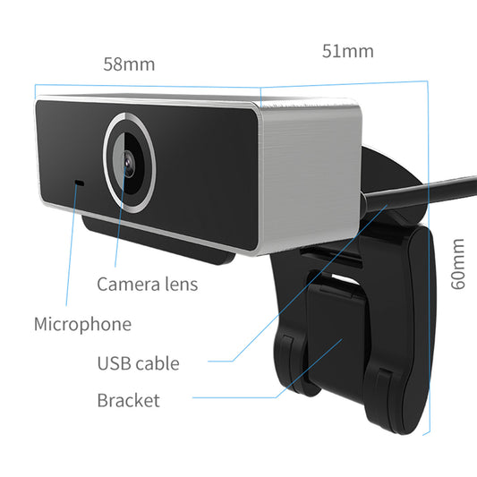 1Pc FHD 1080P Webcam USB PC Computer Webcam Auto Focus With Microphone 60-Degree Widescreen Desktop Laptop Webcam Live Streaming Webcam With Rotatable Clip For Live Broadcast Video Calling Conferencin