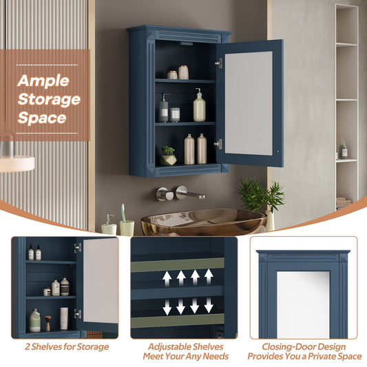 20 Wall Mounted Bathroom Storage Cabinet With Mirror, Medicine Cabinet With Height Adjustable Shelf, Over The Toilet Space Saver Cabinet