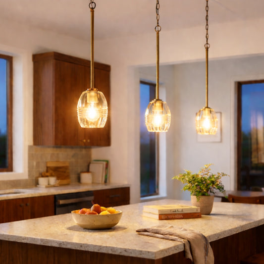 Vista Single Pendant Chain Hanging Light With Clear Glass - Satin Brass