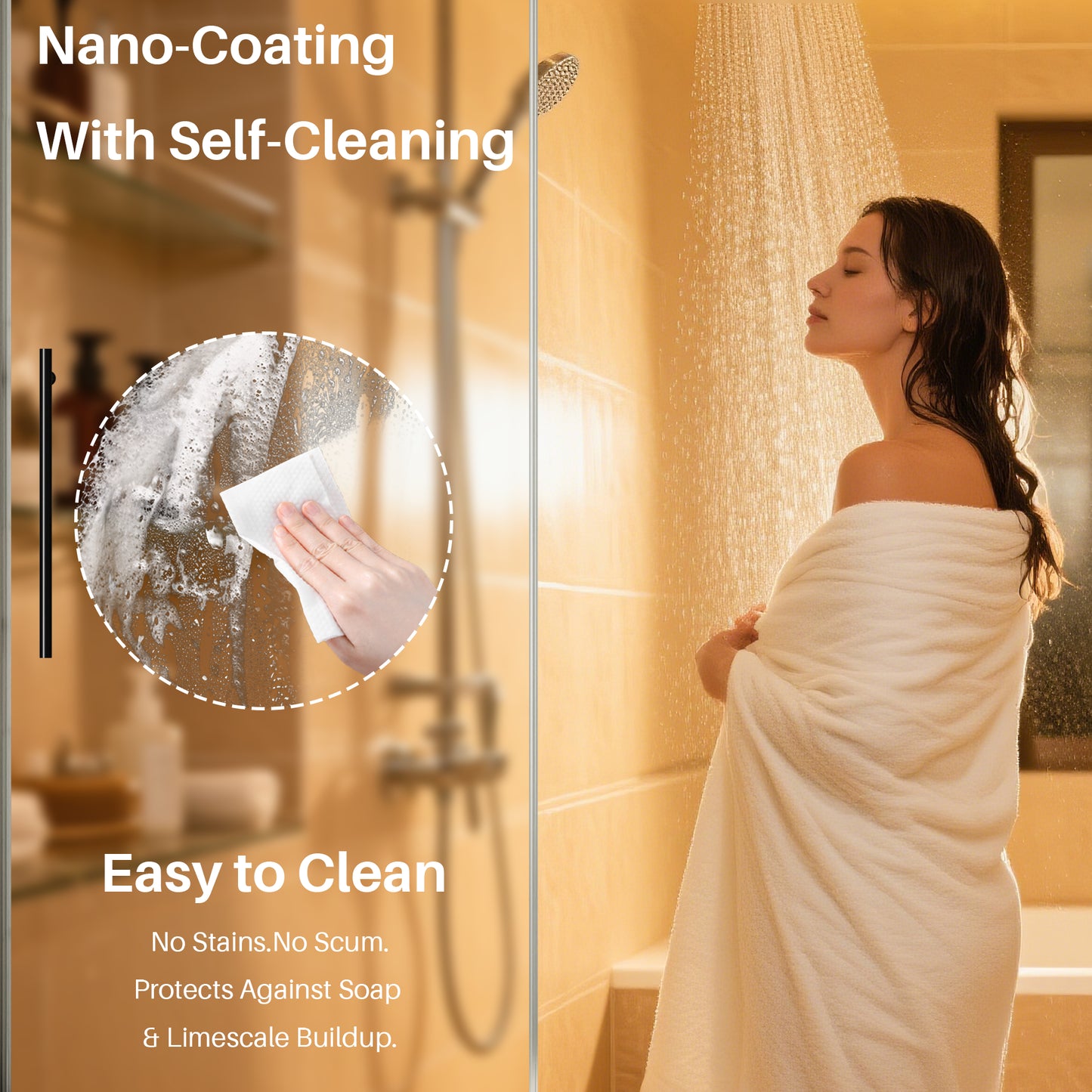 Door 50-54 In W X 75 In H Frameless Shower , Sliding Shower Door With 5 16 8mm Clear Tempered Glass Shower Door, Easy To Clean Bathroom, Silent Soft-Close Design, Easy To Install,Brushed Nickel