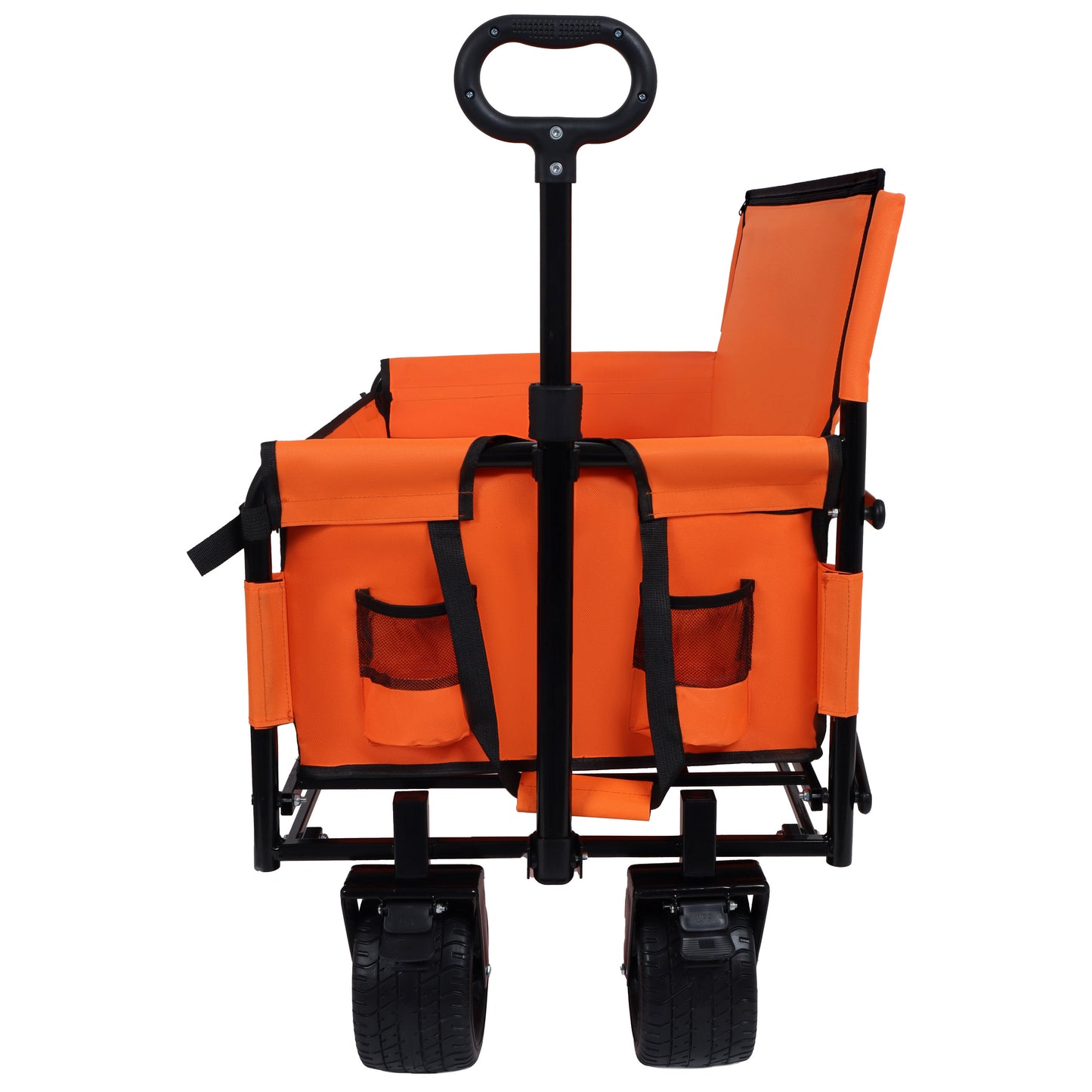 3-in-1 Convertible Folding Wagon Cart With Bench Seat & Rear-Mounted Folding Tabletop-500lbs Heavy-Duty Utility Wagon 180L Capacity All-Terrain Wheels For Camping Beach Sports Garden Orange