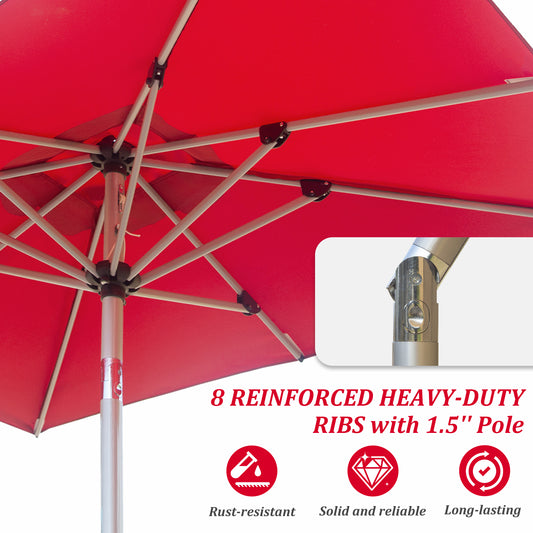 Rectangle Patio Umbrella With Crank Lift And Tilt Function, Brick Red Base Not Included