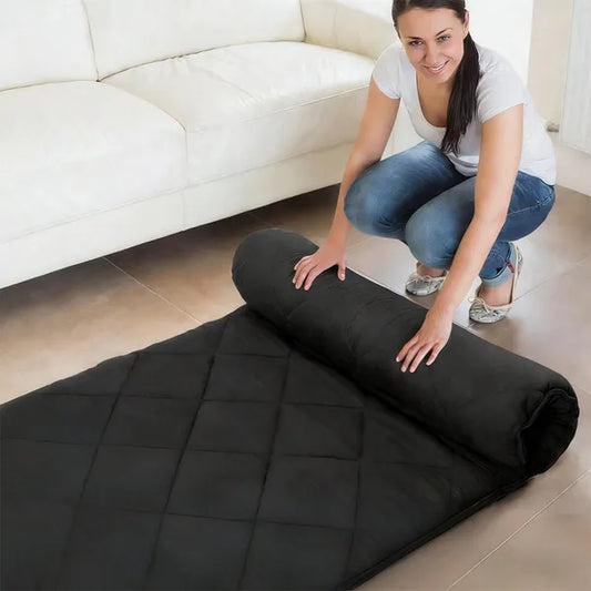 Japanese Floor Mattress, 100% High Density Comfortable Foam, Thicken Foldable Mattress Tatami Mat Sleeping Pad, Ideal For Comfort And Support, Floor Lounger Pillow Bed Sofa, Black, Queen 60*80