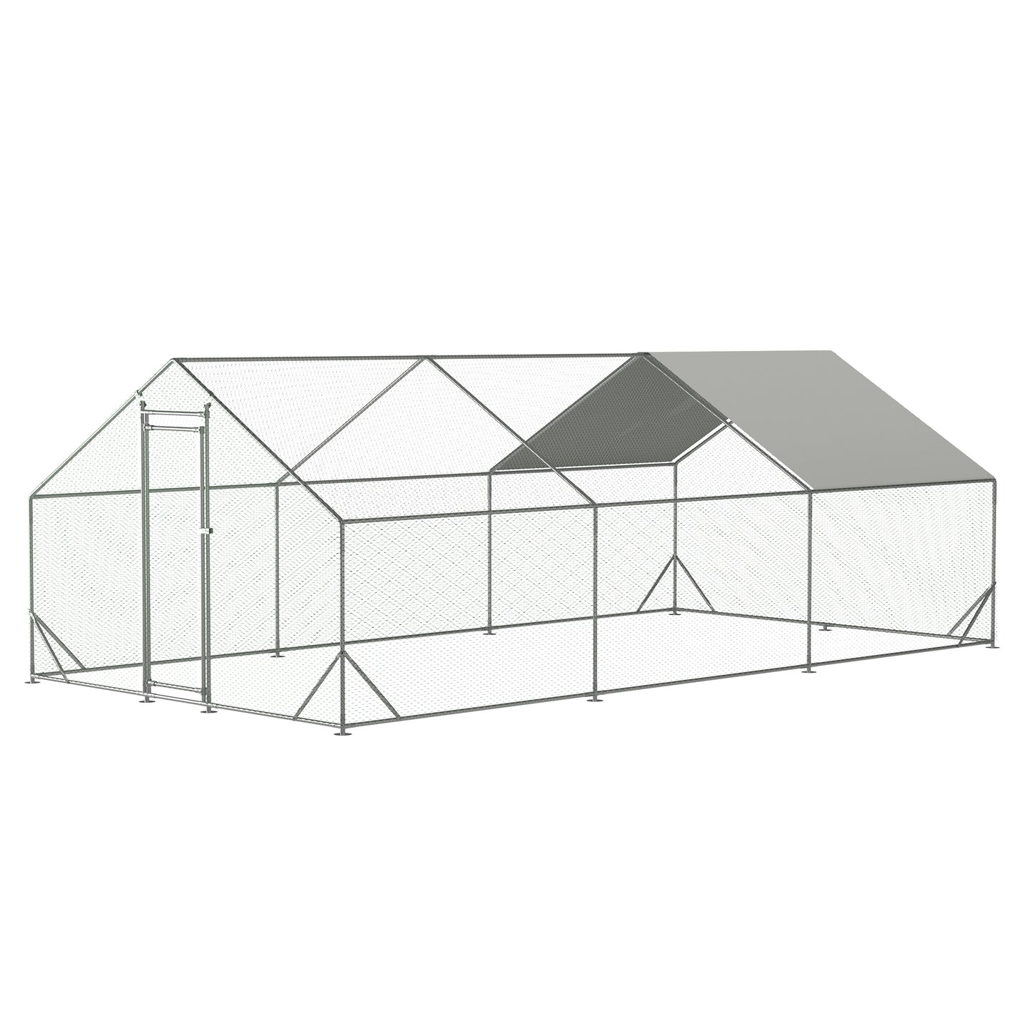 Large Metal Chicken Coop, Walk-in Chicken Run,Galvanized Wire Poultry Chicken Hen Pen Cage, Rabbits Duck Cages With Waterproof And Anti-Ultraviolet Cover For Outside 10L X 20W X 6.56'H