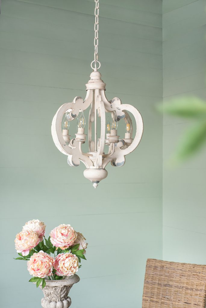 French Country Wood Chandelier 6- Light Farmhouse Pendant Light Fixture With Adjustable Chain For Kitchen Foyer Hallway Entryway Bulb Not Included