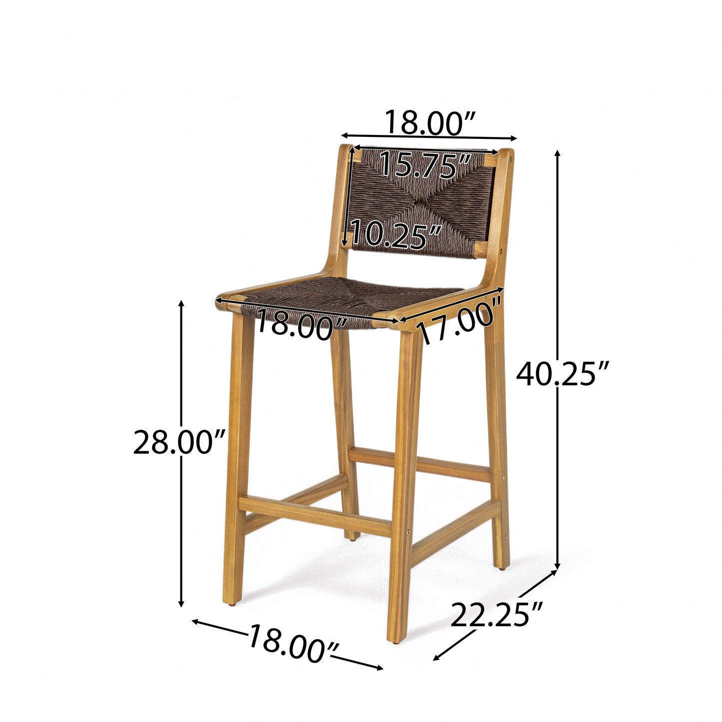 Acacia Wood Outdoor Armless Barstool- Teak