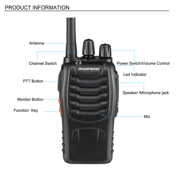 American Standard Analog Walkie Talkie, Handheld With Headphones And Integrated