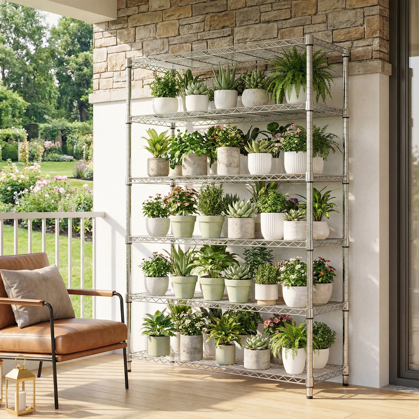 6 Tiers Storage Shelves Load 2100LBS, Metal Shelving Wire Metal Shelving Unit Shelves For Storage Adjustable Garage Shelving For Pantry Kitchen Garage Chrome 17.7 D X 47.3 W X 82.4 H