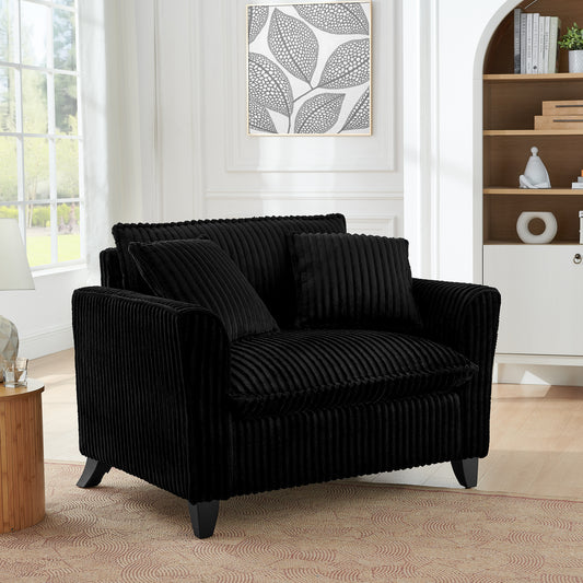 Lazy Sofa Chair, Comfortable Single-person Sofa Chair, With A Backrest And Soft Seat Cushion, Having Armrests On Both Sides, Suitable For Living Room And Bedroom - Black