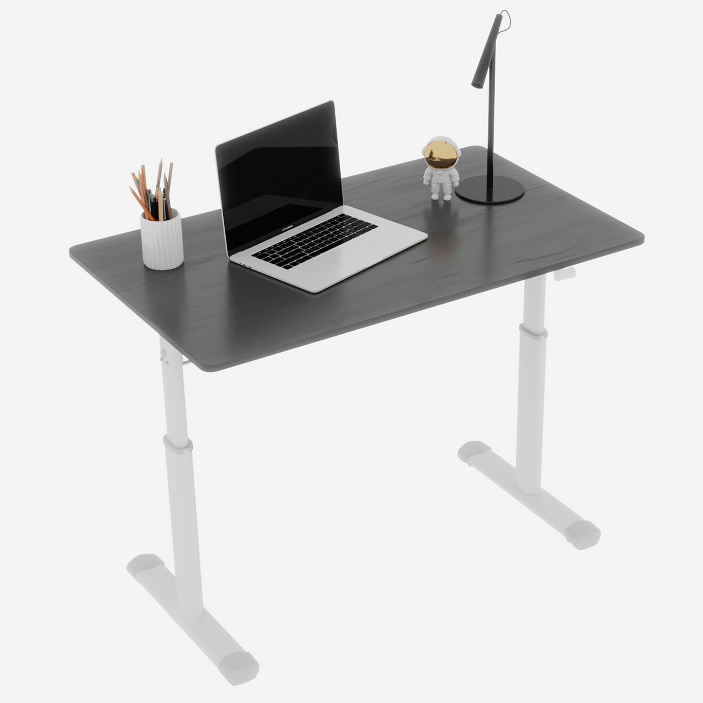 Adjustable Study Desk Suitable For Children And Adults, Height-adjustable, Multi-functional Home Office Desk, Compact Design, Desktop Dimensions 60cm X 100cm, White Frame, Gray Tabletop.