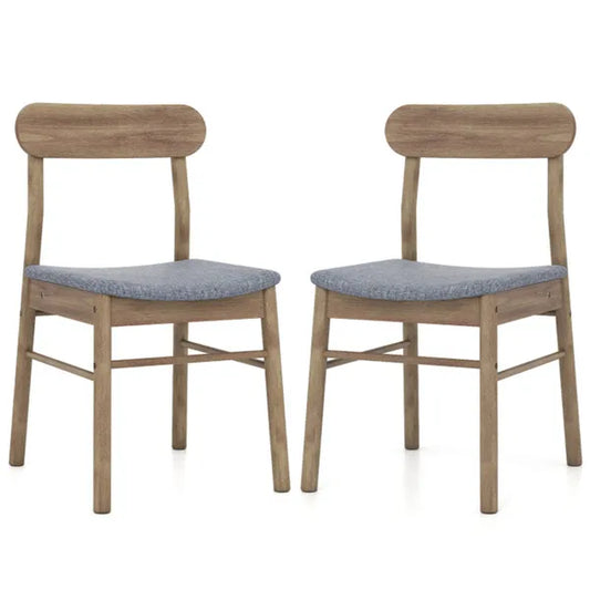 2PCS Solid Rubber Wood Dining Chairs , 400 LBS Capacity Padded Upholstered Kitchen Chairs