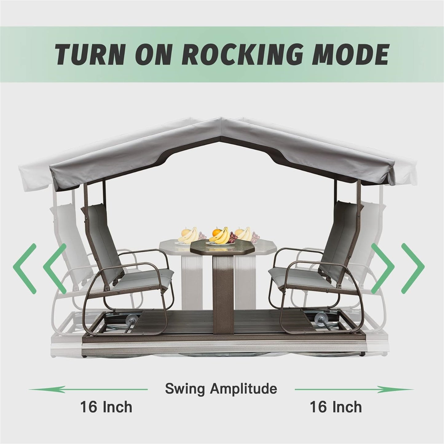 4-Seat Outdoor Glider Benches With Canopy, Retro Metal Glider Chair With Aluminum Frame, Patio Swing Chair For Outside,Garden,Lawn