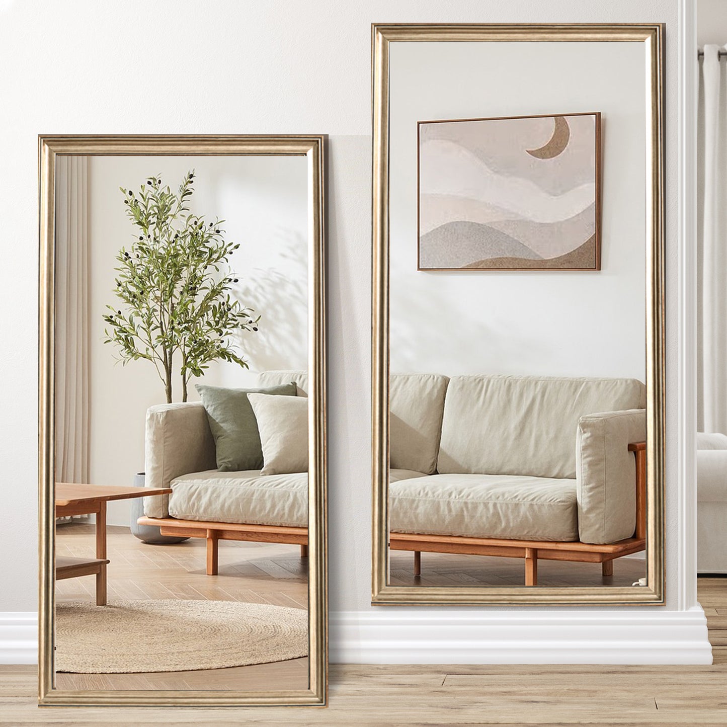 70 X 32 Gold Full Length Floor Mirror With PS Frame, Large Wall Mounted Or Leaning Body Mirror For Bedroom, Living Room, Entryway