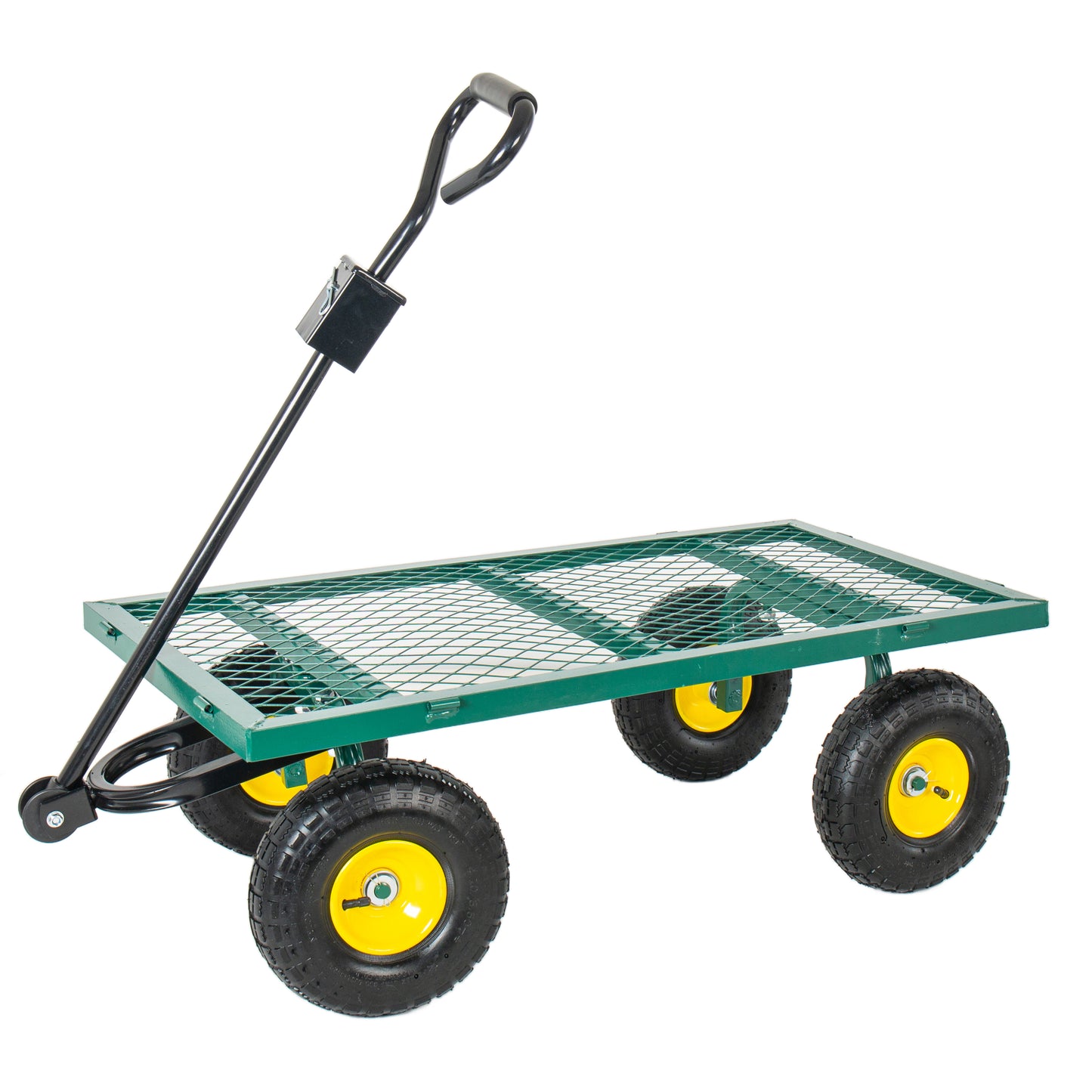 4-in-1 Oversized Steel Dump Garden Cart 880lbs Pullable Mesh Metal Garden Cart All-Terrain Utility Cart With Removable Liner & Side Panels & Mesh Tray For Outdoor Lawn Patio And Landscaping Green