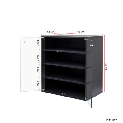 Shoe Box With RGB LED Light, Wooden Stackable Shoe Storage Box With Glass Door, Shoe Storage Bin Shoe Display Case For Sneakers 4 Tier-1
