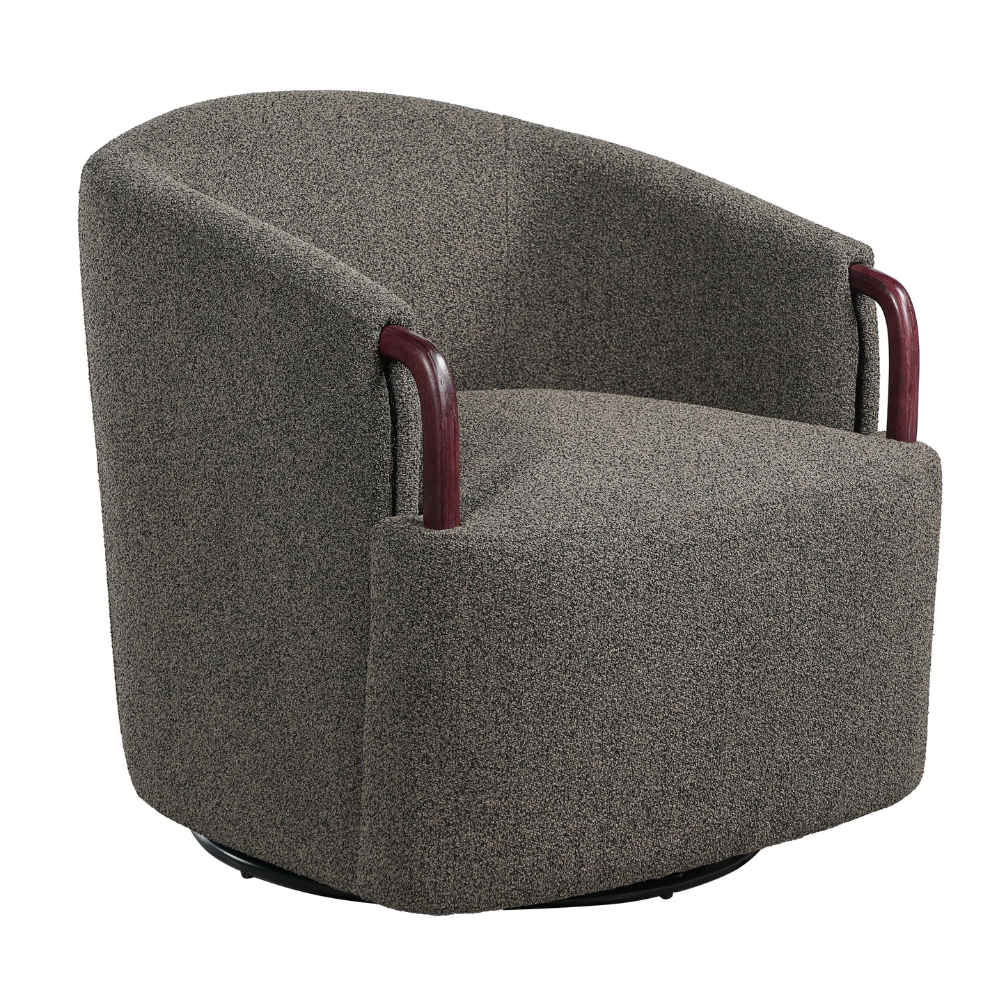 30 Modern Boucle Swivel Barrel Chair With Solid Wood Accents, Soft Durable Upholstery & 360 Swivel Base, Ideal For Living Room, Bedroom, Or Office