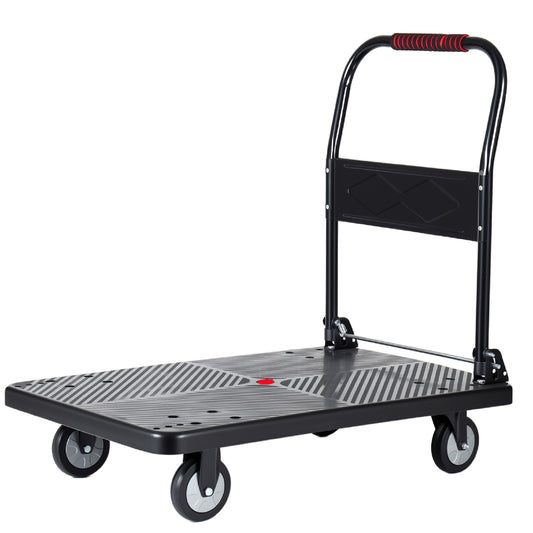 35- 3 4 Long X 24 Wide Platform Truck Foldable Handcart With 5 TPR 360- Degree Silent Wheels 660lbs Heavy- Duty Push Dolly Cart 4 Steel Load- Bearing Beams For Warehouse Garage Home Use