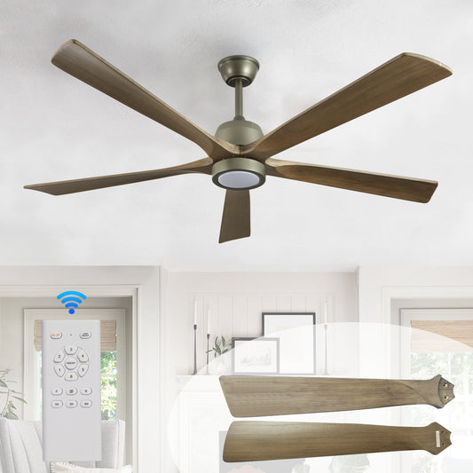 60 Modern Wood Ceiling Fan With Light And Remote Control,6-Speed Noiseless Reversible DC Motor, Ceiling Fan For Kitchen Dinning Living Room