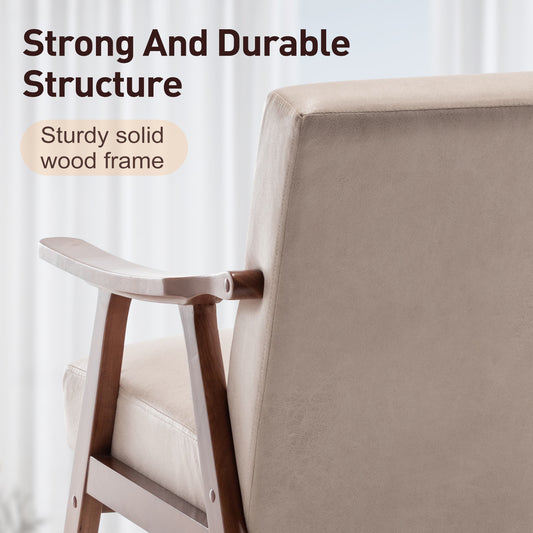 Mid-Century Modern Chair, Living Room Chair With Solid Wood Frame, Accent Chair Extra-Thick Backrest, Wingback Chair For Bedroom, Reading Room, Living Room, Lounge Chair Indoor