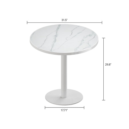 Round Modern Dinning Table 31.5 Inches Bistro Table Tulip Table With Faux Marble Top,Easy Assemble,Sturdy Metal Frame Diameter