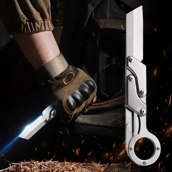 Stainless Steel Compact Folding Knife - Lightweight, Sharp Blade, Two-handed Grip, Durable Design For Outdoor Survival And Tactical Use - The Perfect Gift For Men