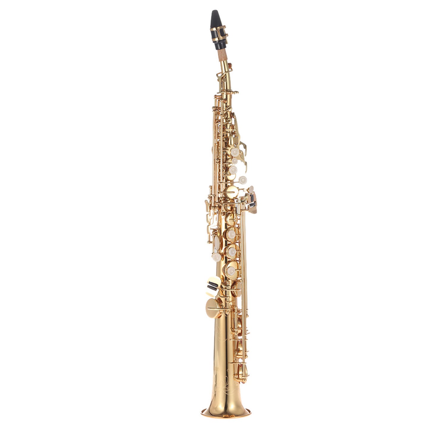 Brass Straight Soprano Sax Saxophone Bb B Flat Woodwind Instrument Nature Shell Key Carve Pattern With Carrying Case Gloves Cleaning Cloth Straps Cleaning Rod