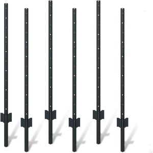6 Piece Garden Fence Post Set, 4-foot Heavy-duty U-shaped Metal Posts For Wire Mesh Fences, No-dig Temporary Fence Posts, Black