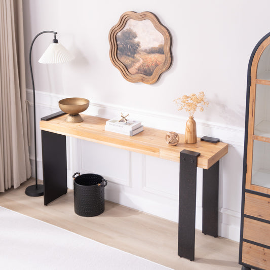 Rustic Industrial Console Table - 60 Entryway Table With Engineered Wood Top & Distressed Faux Rust Metal Legs