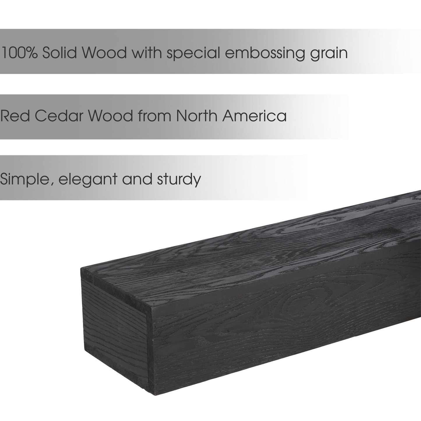 48 Embossed Fireplace Mantel Western Red Cedar Wall-Mounted & Floating Shelf For Home Decor