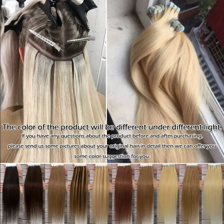 2 Hair Extension Tape Human Hair Virgin Remy Straight Tape Human Hair Extension 20 Pieces Of 50g Pack