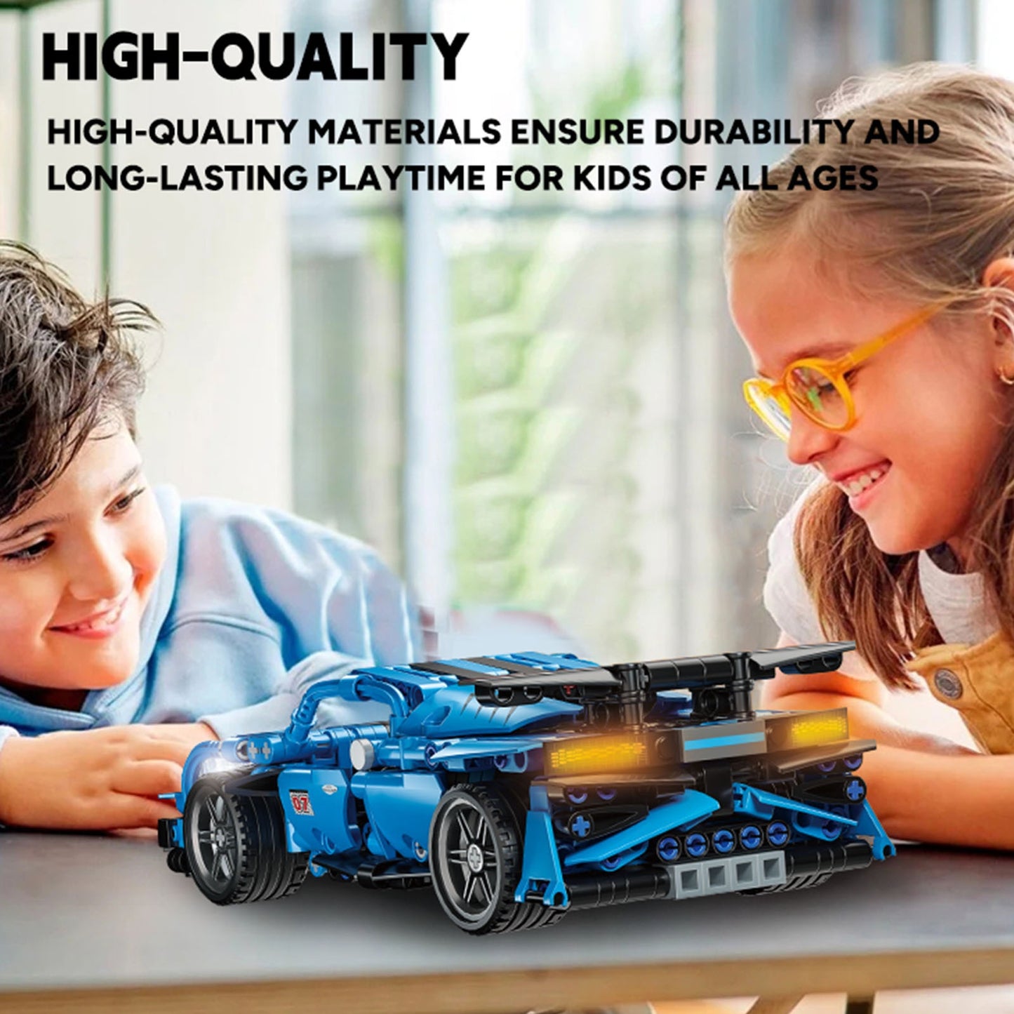 Pull Back Car Building Block Kit For Kids Over 6 Years Old Racing Vehicle Model Assembly Toy