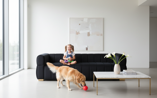 Velvet Sofa With Tufted Low Back Design, Sophisticated 3 Seater Couch For Living Rooms, 89 Inch Wide, Easy Assembly