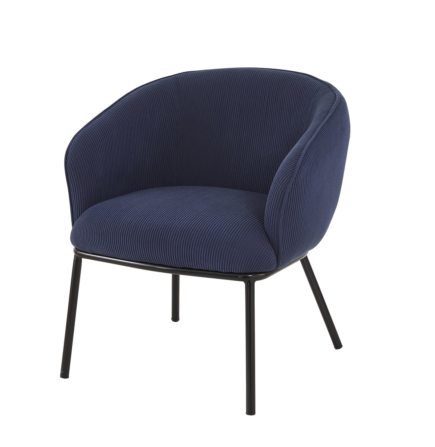 Modern Corduroy Accent Chair, Upholstered Armchair With Metal Legs, Mid-Century Barrel Chair For Living Room Bedroom, Easy Assembly