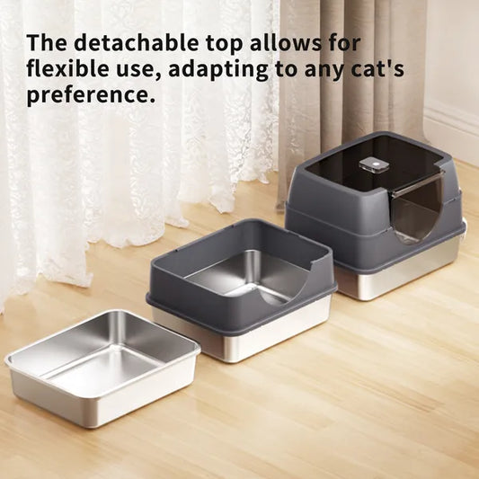 Galaxy Stainless Steel Beige Cat Litter Box, Sturdy And Durable, Easy To Clean, Odorless, Non Stick To Sand, Is A Cross-border Quality Choice