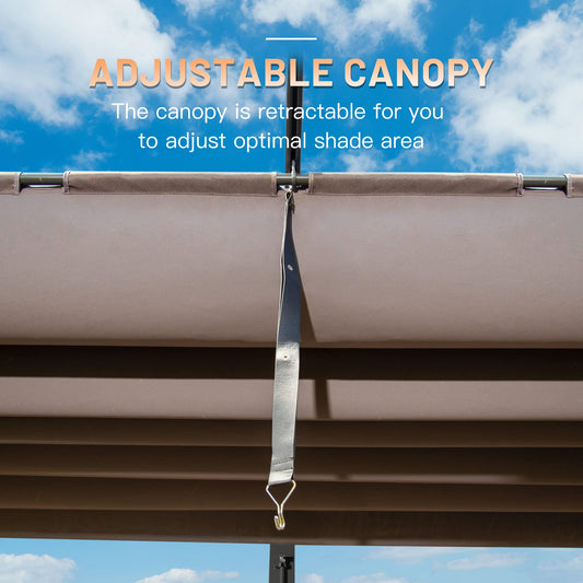 11 X 16 FT Outdoor Living Outdoor Retractable Pergola With Weather-Resistant Canopy Aluminum Garden Pergola Patio Grill Gazebo For Courtyard -Dark Gray