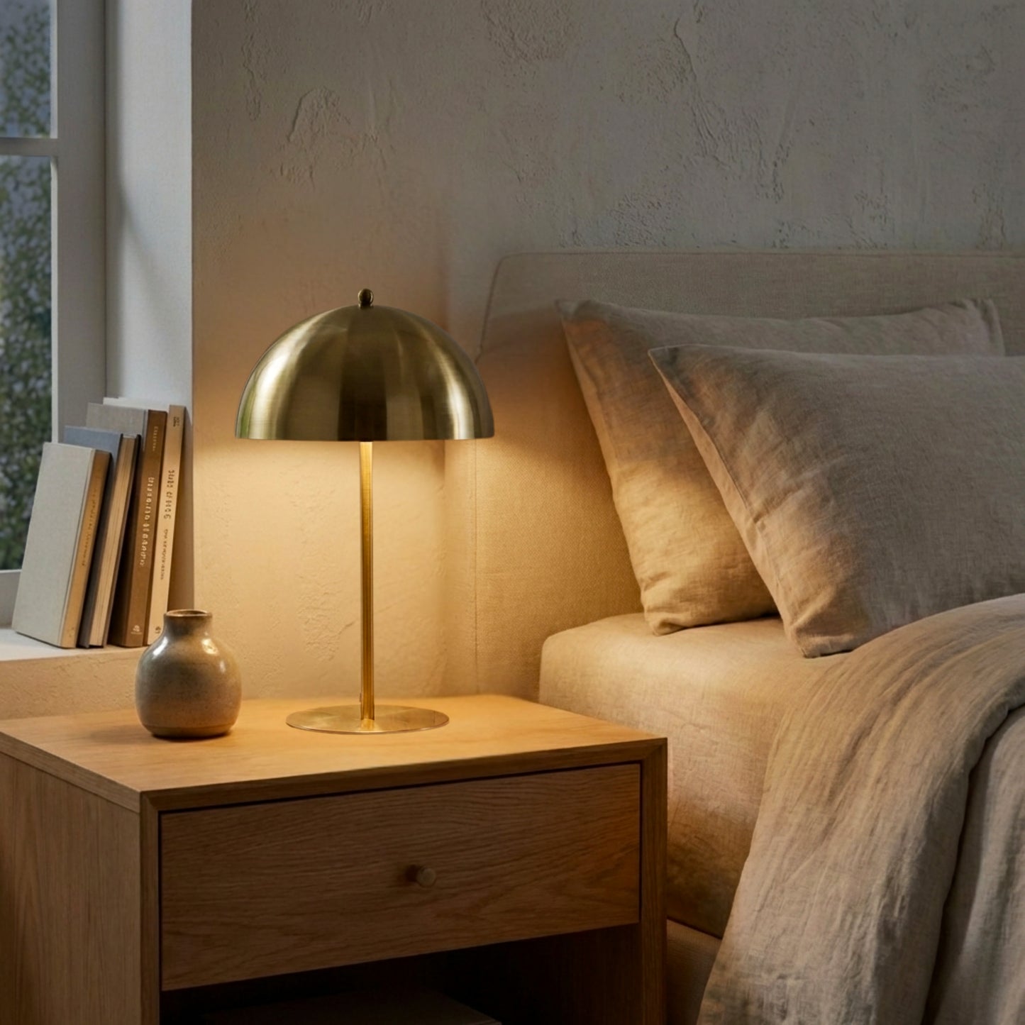 Minimalist Table Lamp Dimmable Table Lamp Fast Delivery Small Bedside Lamps For Night Stands, Living Room, Office,Study Room, Tundra Table Lamp - Gold Outer - White Inner 110-120V