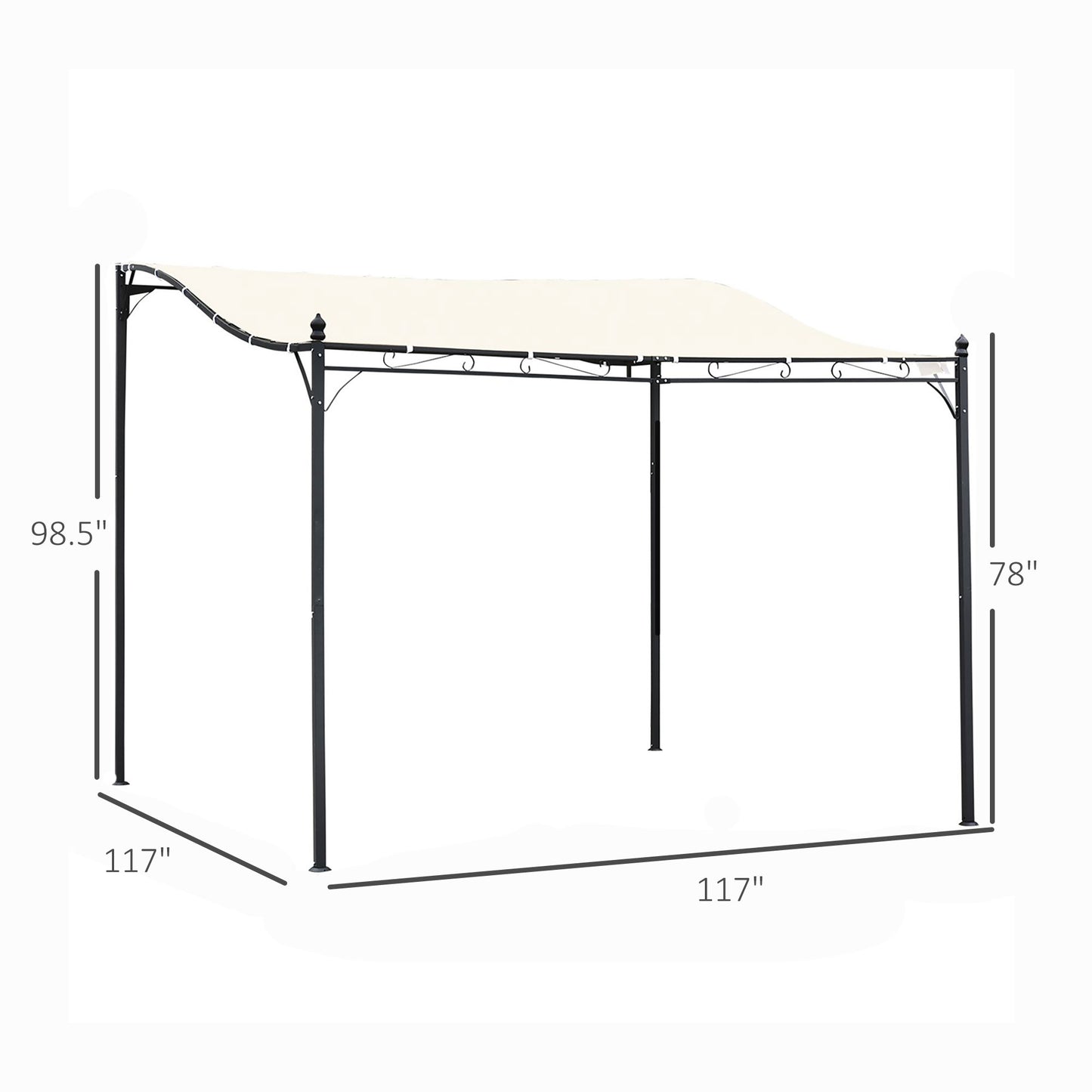 10' X 10' Steel Outdoor Pergola Gazebo, Patio Canopy With Weather-Resistant Fabric And Drainage Holes For Backyard, Deck, Garden, Cream White