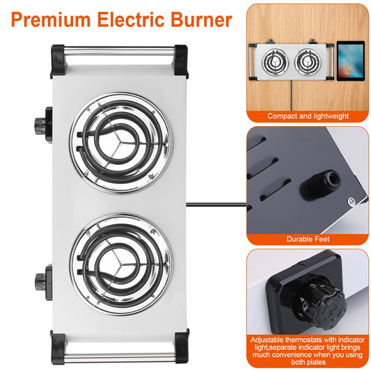 2000 Watt Electric Furnace, Portable Desktop Dual Stove