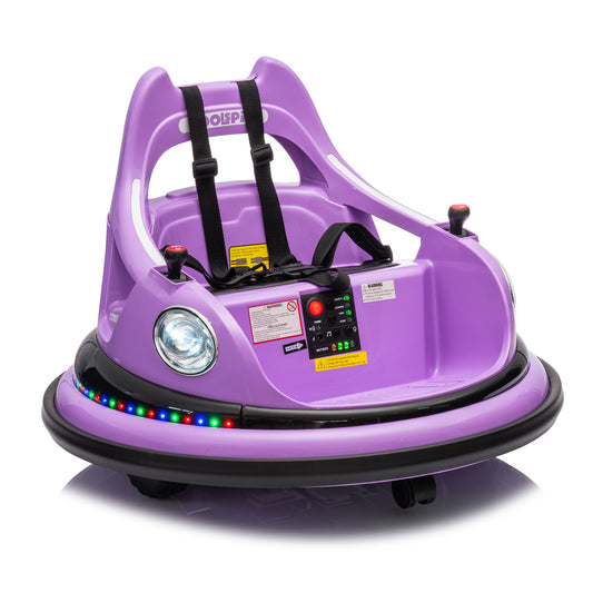 12V Ride On Bumper Car For Kids,electric Car For Kids,1.5-5 Years Old,W Remote Control, LED Lights, Bluetooth & 360 Degree Spin, Vehicle Body With Anti-collision PaddingFive-point Safety Belt,2wd