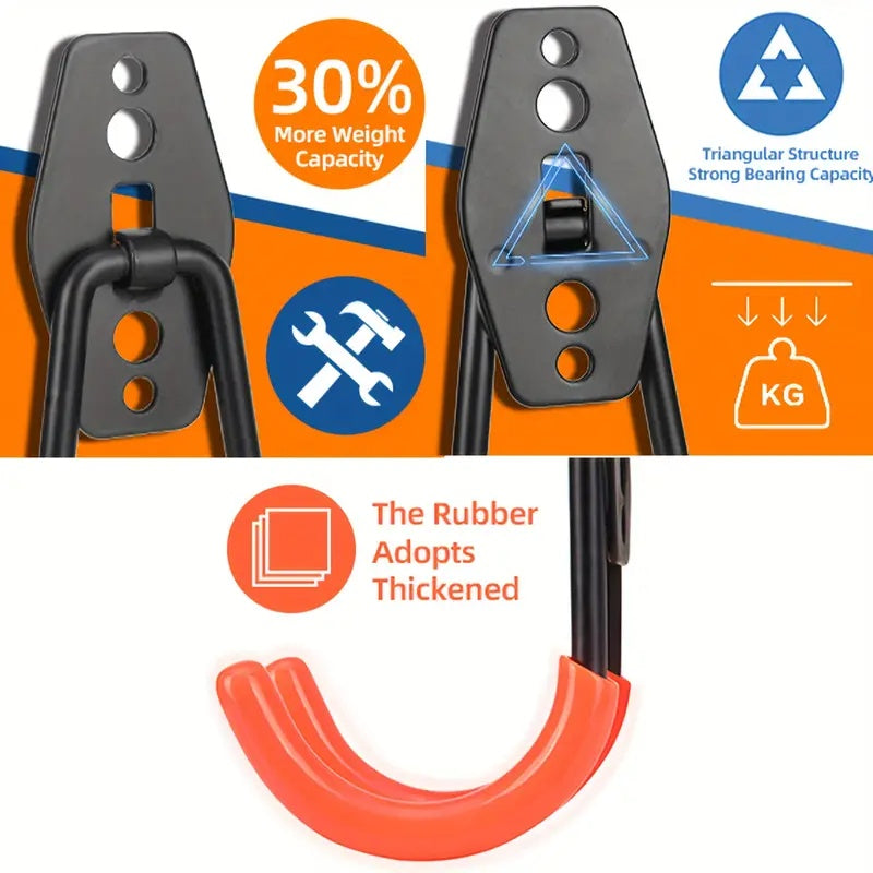 Upgraded 12-Piece Heavy Duty, Utility Steel Garage Storage Hooks, Wall Mount Garage Organizers And Hangers For Organizing Power Tools, Ladders, Bulk Items, Bicycles Garage Storage