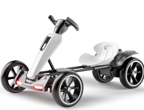 12V Electric Kids Pedal Go Kart, Folder Go Kart, Outdoor Ride On Toy With Adjustable Seat, 4 Non-Slip EVA Wheels For Boys And Girls For Age 3-6 Years Old-White