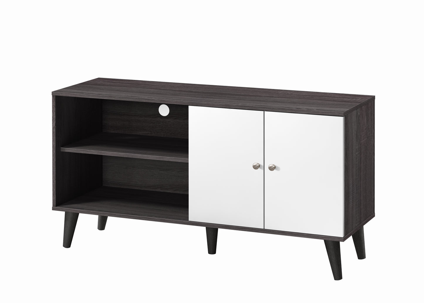 Amidon TV Stand For TVs Up To 47.3 , With 2 Storage Shelves& 1 Cabinet, Modern Entertainment Centre For TV In Living Room In Dark Gray White