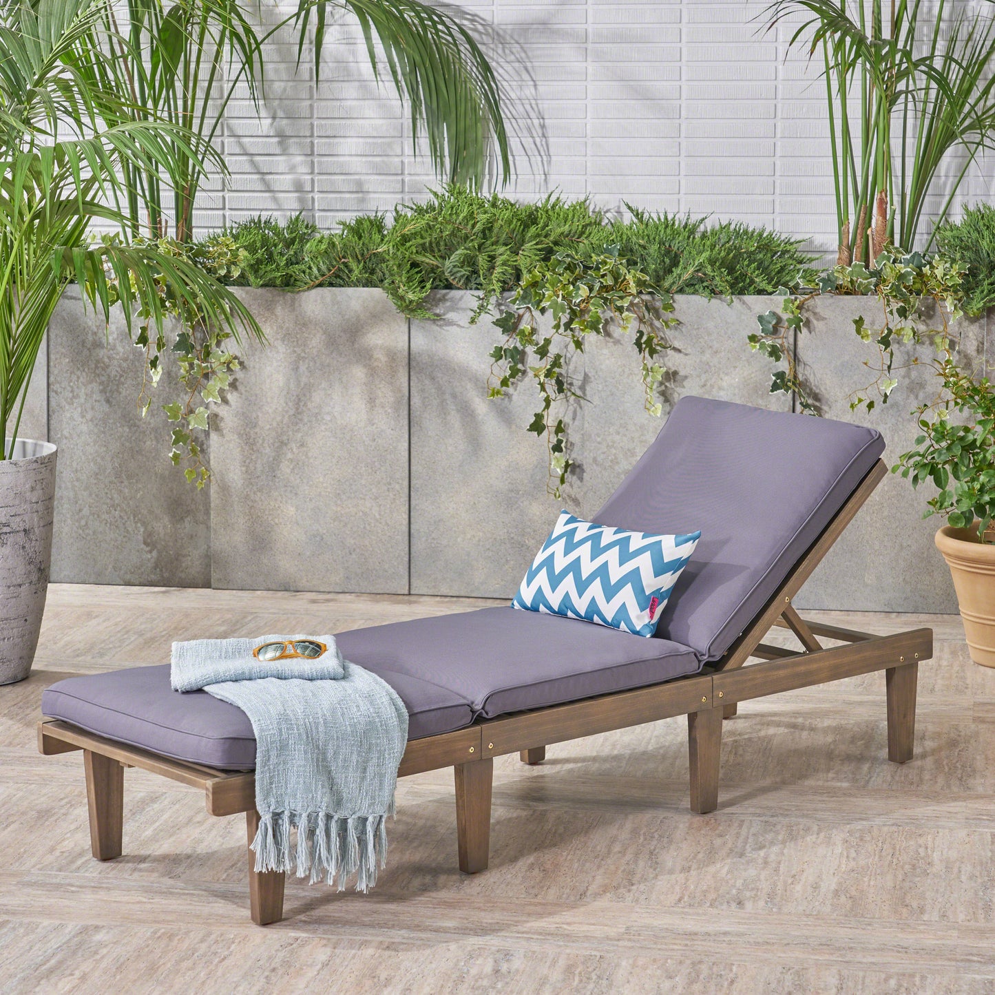 ARIANA KD WOOD CHAISE LOUNGE W CUSHION