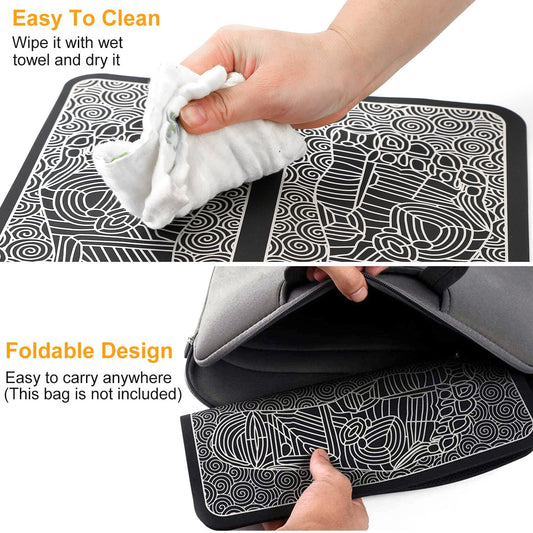 EMS Foot Massage Pad Electric Stimulator Massager Unit Rechargeable Leg Reshaping Muscle Pain Relax Massage Mat W-6 Modes 9 Intensity Levels