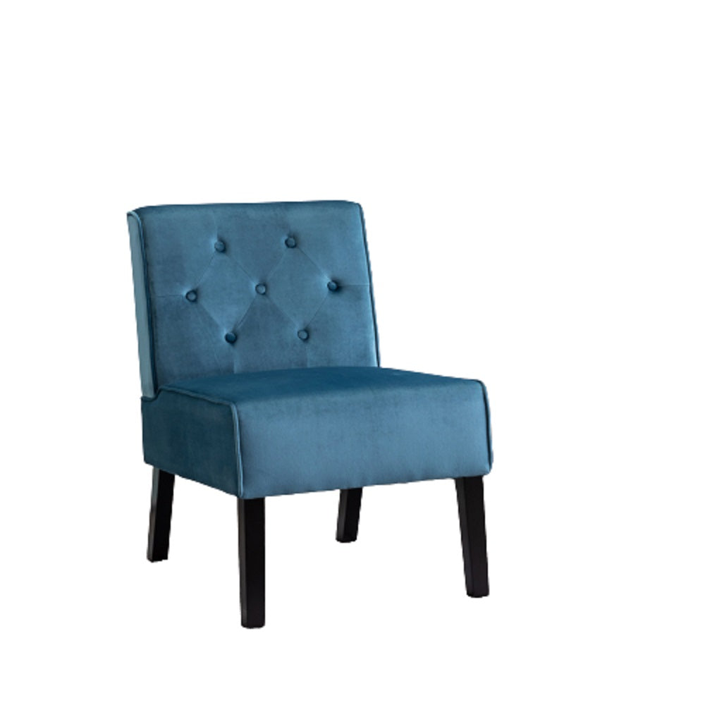 Reese 53 2Piece Living Room Armless Button Tufted Pattern Accent Chair With Velvet Fabric And Premium High Density Foam Cushion, Blue