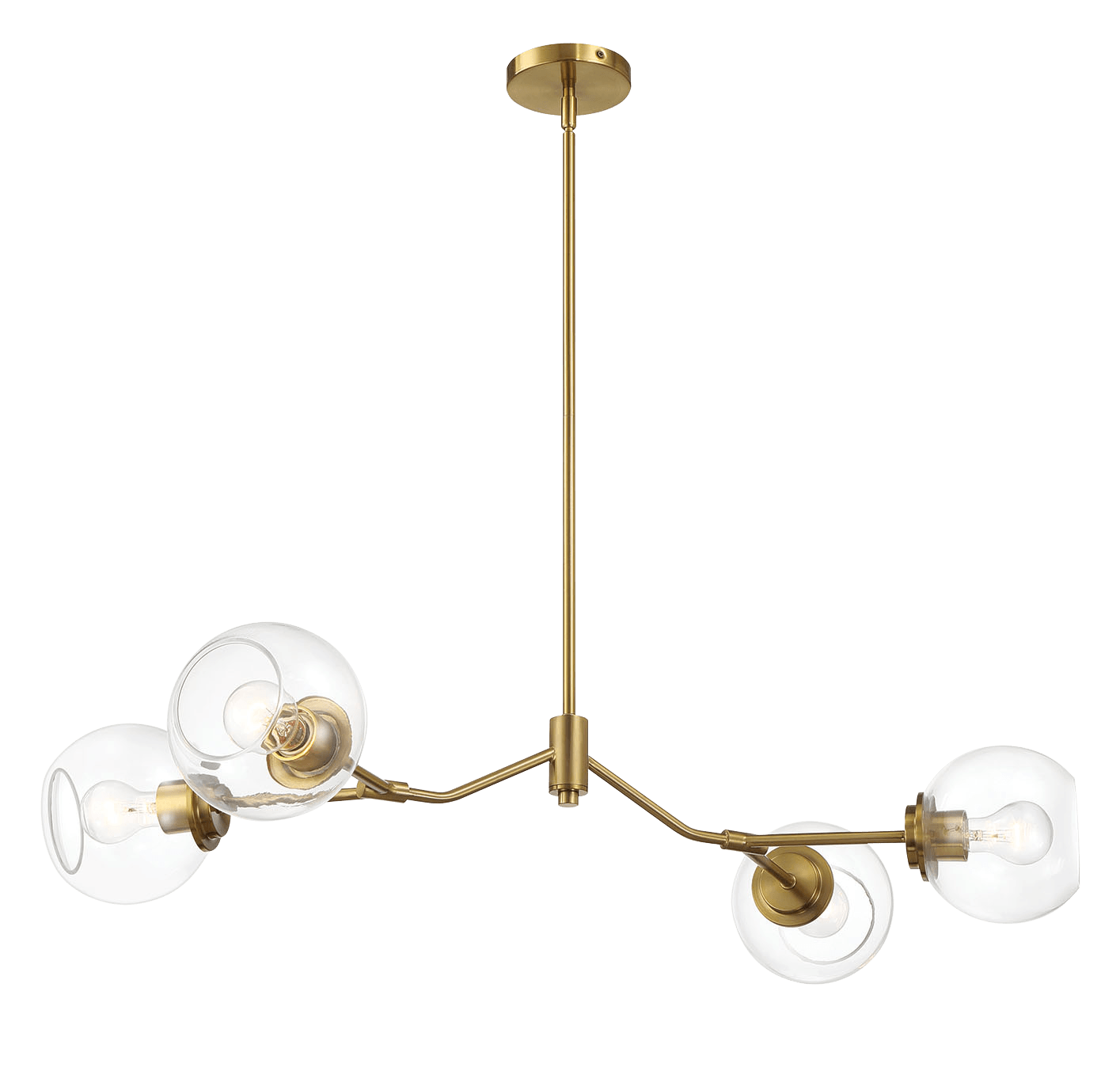 Jewel Four Lights Modern Farmhouse Chandelier Ceiling Hanging Light Fixture For Kitchen Island Dining Room 36 L X20 W X7.25 H With Clear Glass