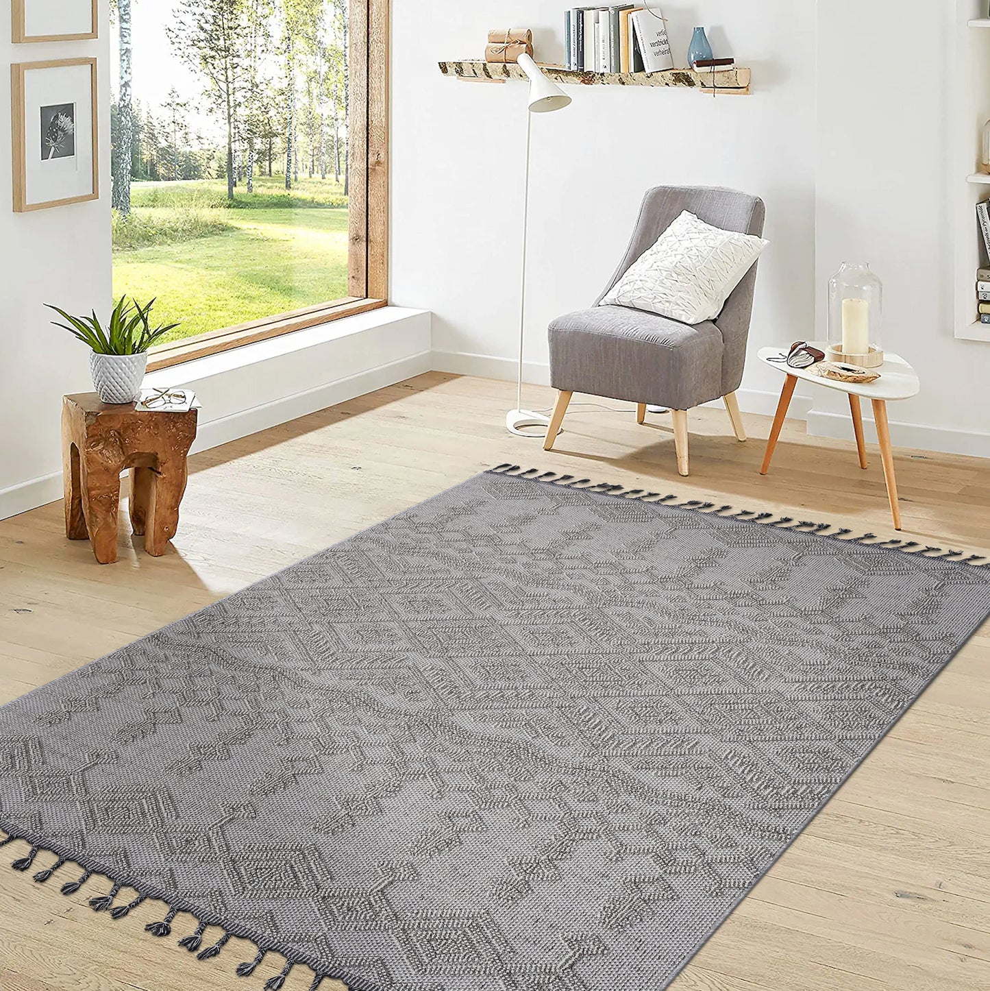 Guros 4X6 White White Traditional Indoor Outdoor Area Rug