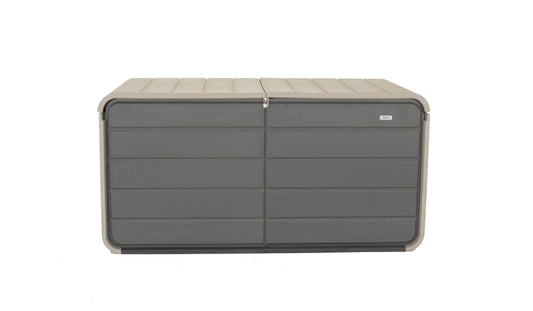 200 Gallon Plastic Deck Box, Large Patio Storage Box With Lock, Wheels & Waterproof Lid For Outdoor Cushions, Garden And Pool Supplies Gray