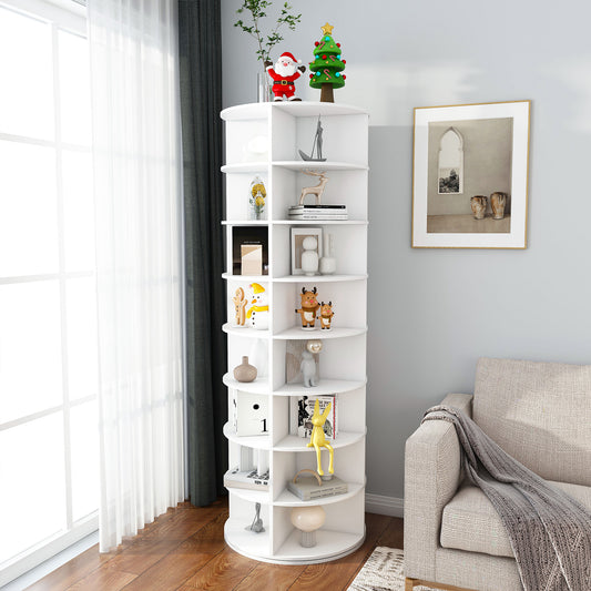 Rotating Shoe Rack Tower, 8-Tier Spinning Storage Rack, Free Standing 360 Revolving Shoe Organizer, Holds 32 Pairs Of Shoes 8-Tier,White