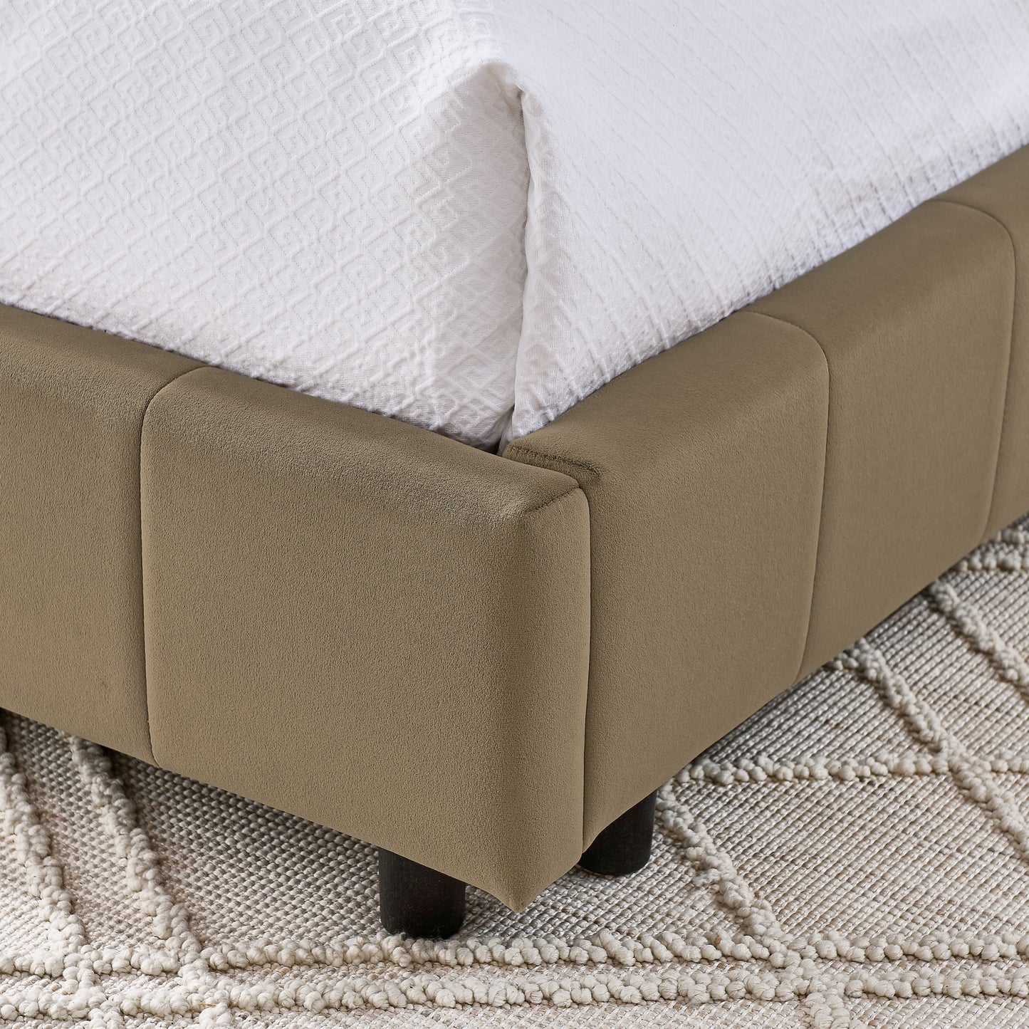 Full Size Upholstered Tufted Bed Frame, Sofa Bed Frame With Comfortable Backrest And Armrests, Full Size Bed For Bedroom, Living Room,Velvet, BROWN80.5 X59 X30.5